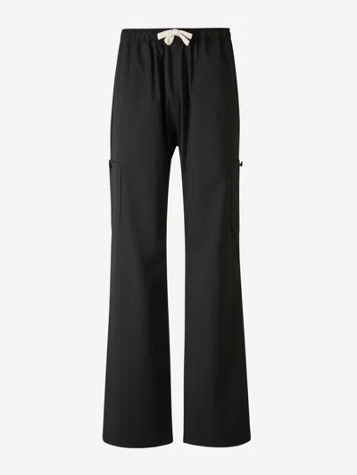 Palm Angels Wide Leg Cargo Trousers In Negre