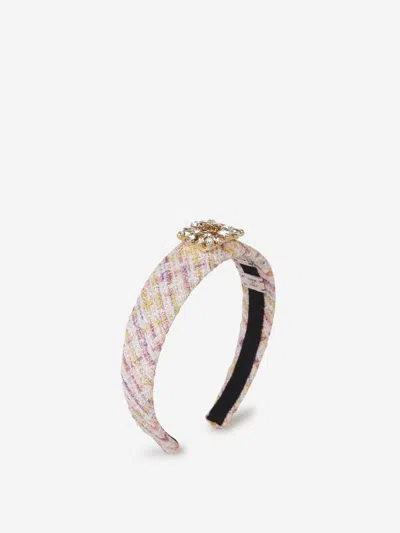 Roger Vivier Crystal Broche Hair Band In Rosa Pal