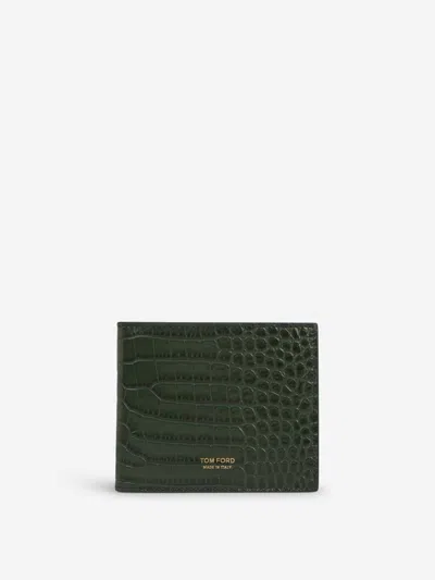 Tom Ford Crocodile Leather Wallet In Crocodile Skin