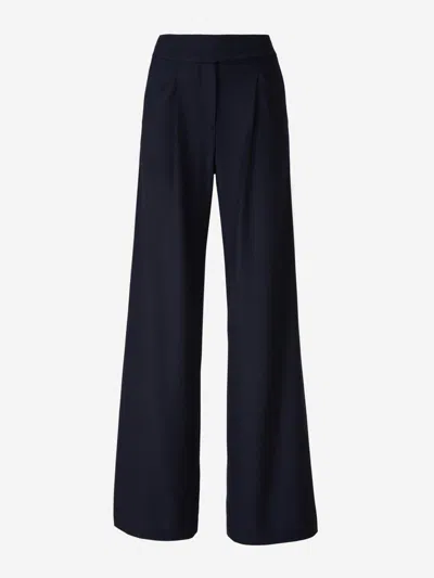 Veronica Beard Wide Pleated Trousers In Navy Colour