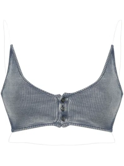 Y/project Invisible Strap Cotton Bra Top In Blue