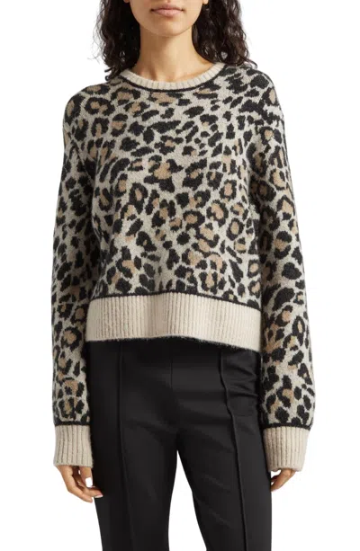 Atm Anthony Thomas Melillo Superfine Alpaca Blend Sweater In Leopard Jacquard In Multi