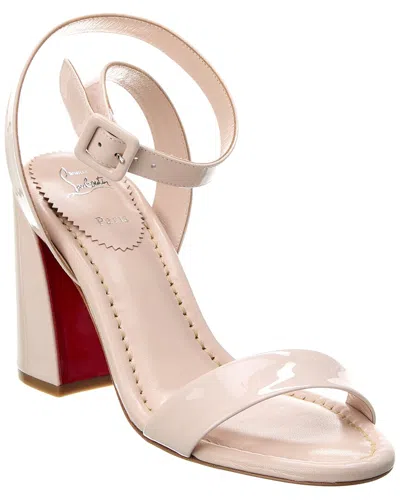 Christian Louboutin Miss Sabina 85 Patent-leather Sandals In Beige