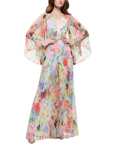 Alice And Olivia Bennet Pleated Floral-print Chiffon Jumpsuit In Multicolor