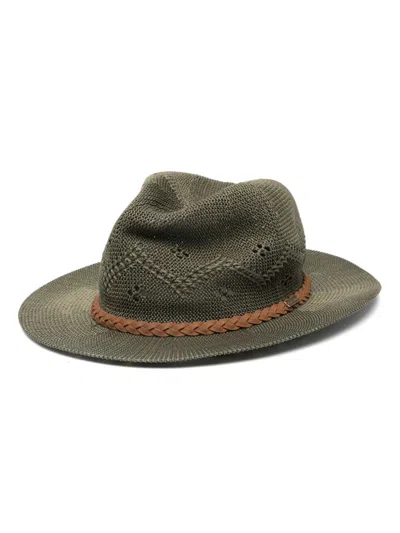 Barbour Flowerdale Crochet-knit Trilby In Ol11 Olive