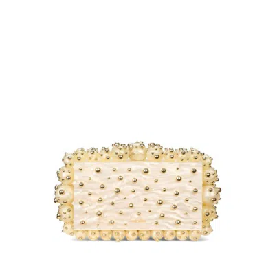 Cult Gaia Eos Beaded Clutch Bag In Ivory Gold