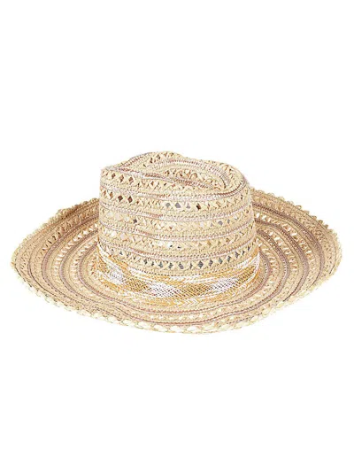 Exquisite J Raffia Sombrero Hat In Beige