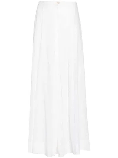 Forte Forte Wide-leg Cotton-blend Trousers In White