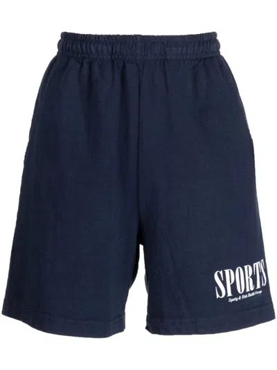 Sporty And Rich Sports Cotton Gym Shorts In Blue