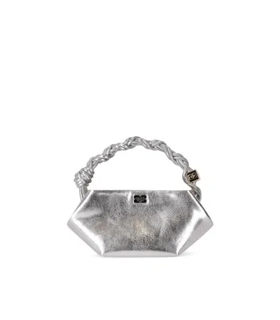 Ganni Bou Mini Silver Handbag In Grey