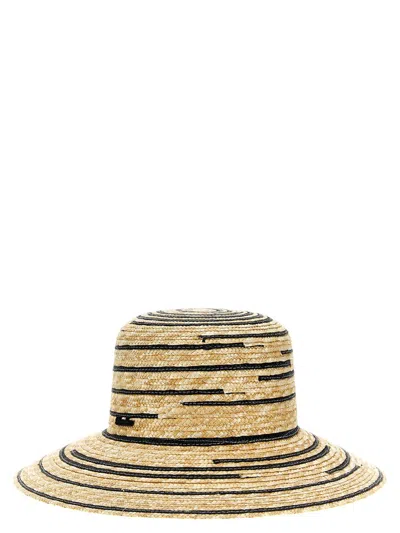 Borsalino Bicolor Straw Hat In Beige