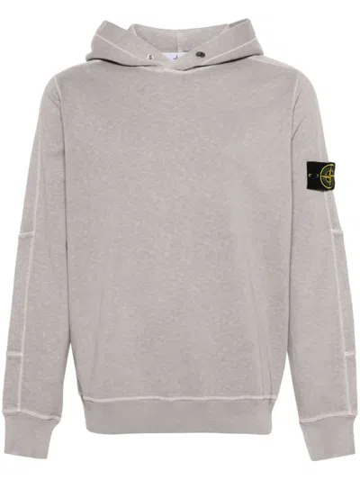 Stone Island Hooded Sweatshirt "old" Treatment In Malfilé Fleece In Gray