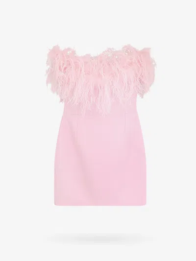 The New Arrivals Ilkyaz Ozel Cynthia Feather-trim Minidress In Pink