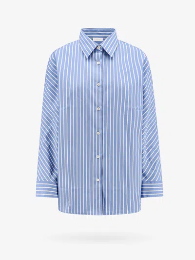 Dries Van Noten Striped Cotton Shirt In Blue