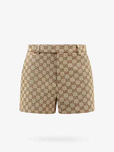 Gucci Shorts In Gg Fabric In Beige