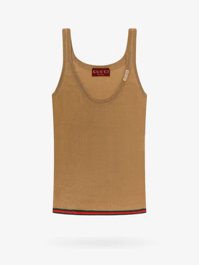 Gucci Fine Rib Tank Top In Beige