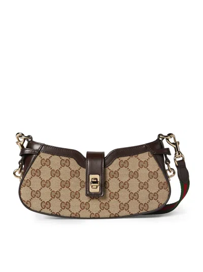 Gucci Small Moon Side Shoulder Bag In Nude & Neutrals