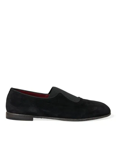 Dolce & Gabbana Black Runway Velour Amalfi Loafers Shoes