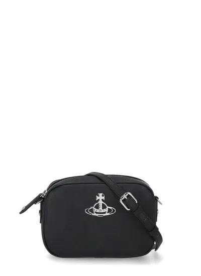 Vivienne Westwood Adjustable Strap Shoulder Bag With Rear Zip Pocket In Black