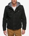 Levi's Men's Big & Tall Sherpa Lined Two Pocket Hooded Trucker Jacket In Black