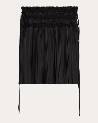 Helmut Lang Women's Pleated Satin Skirt In Black