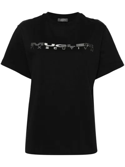 Mugler Executive T-shirt With Print In Black
