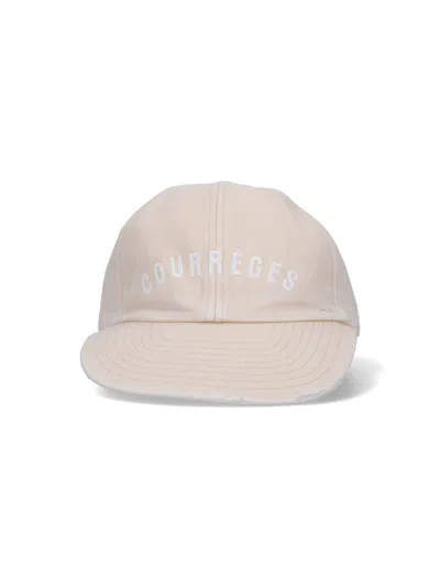 Courrèges Logo Embroidered Baseball Cap In White