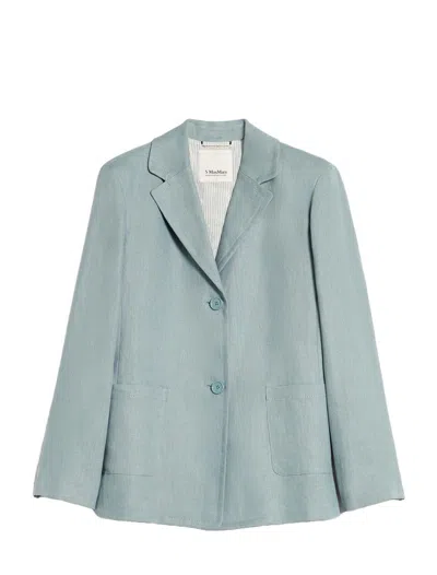 's Max Mara Socrates Linen Single Breasted Jacket In Sky Blue