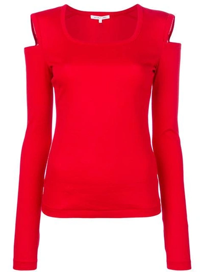 Helmut Lang Cutout Cotton-jersey Top In Coral