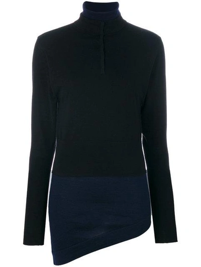 Jw Anderson Triple Layer Merino Wool Knit Dress In Black|blu