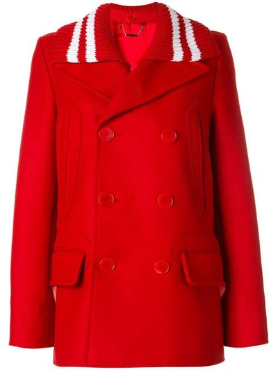 Givenchy Striped-collar Double-breasted Wool-blend Coat In Red