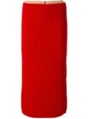 Calvin Klein Rib-knit Midi Skirt - Atterley In Red