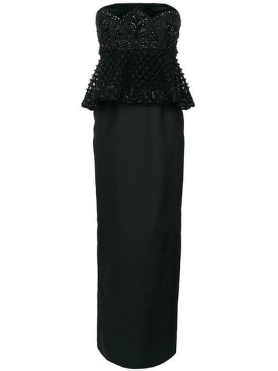 Alberta Ferretti Shift Maxi Strapless Dress In Black