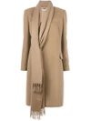 GIVENCHY asymmetric scarf trim coat,17A000105812283787