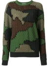 MOSCHINO camouflage contrast knit sweater,A0919550112270526