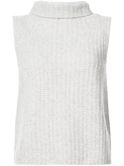 Vince Sleeveless Cashmere Blend Turtleneck In Hazel