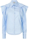 RACHEL COMEY FRIL-DETAIL FITTED SHIRT,4730612243656