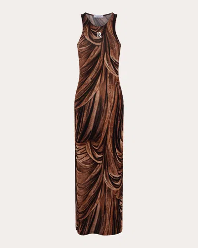 Rabanne Women's Monogram Bodycon Maxi Dress In Brown
