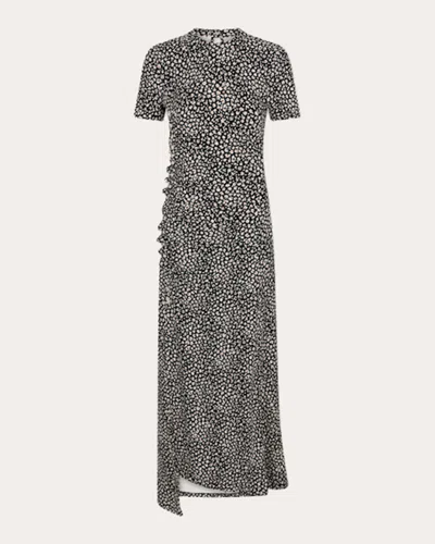 Rabanne Women's Printed Gathered Stretch-jersey Midi Dress In Black