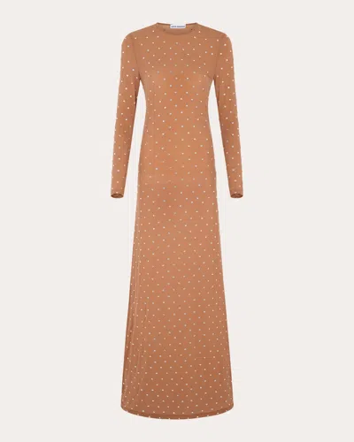 Rabanne Brown Crystal-cut Maxi Dress In Orange