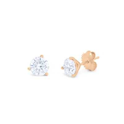 Diana M. 14kt Rose Gold Solitaire Diamond Stud Earrings Containing 2.00 Cts Tw Of Round Diamonds Set In A Mar In Multi