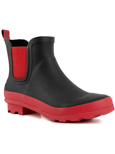 London Fog Wembley Womens Slip-on Ankle Rain Boots In Red