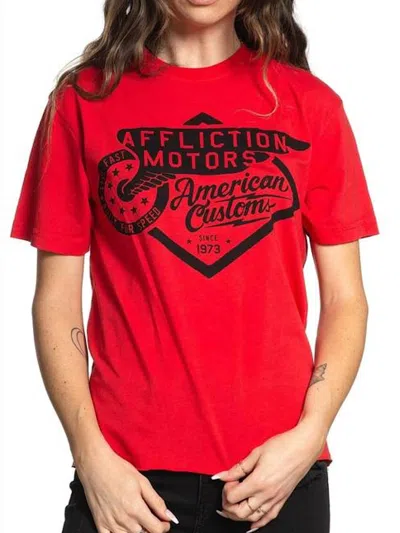 Affliction Rolling Motors Short Sleeve Tee In Hibiscus In Red