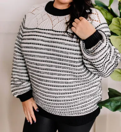 143 Story Soft Knit Sweater In Black & White With Silver Thread