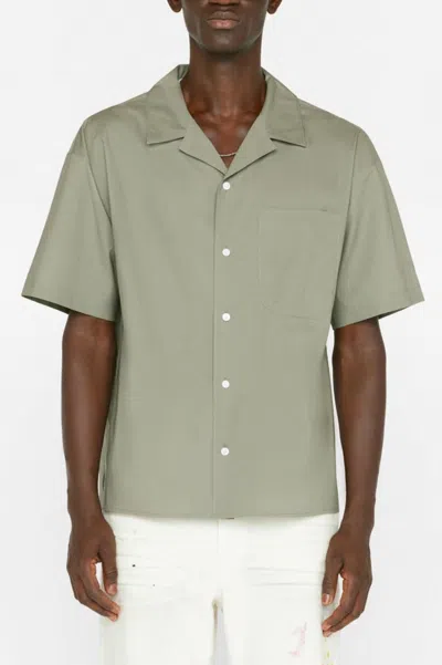 Frame Soft Cotton Camp Collar Shirt In Desert Sage In Green