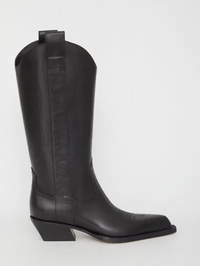 Off-white "for Walking" Texan Boots In Black