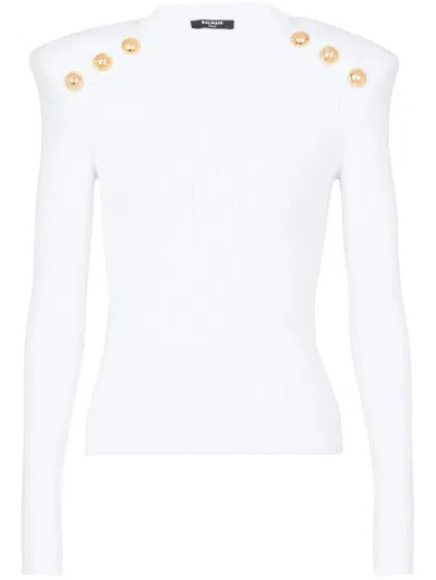 Balmain 6-buttons Knit Jumper In White