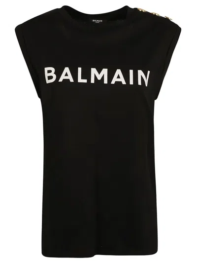 Balmain Cotton Jersey T-shirt In Nero