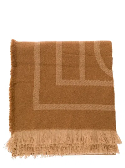 Totême Monogram Wool-cashmere Scarf In Brown