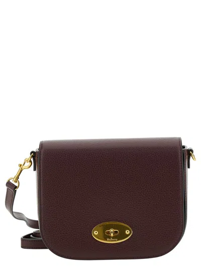 Mulberry Brown Crossbody Bag With Engraved Logo Detail In Hammered Leather Woman